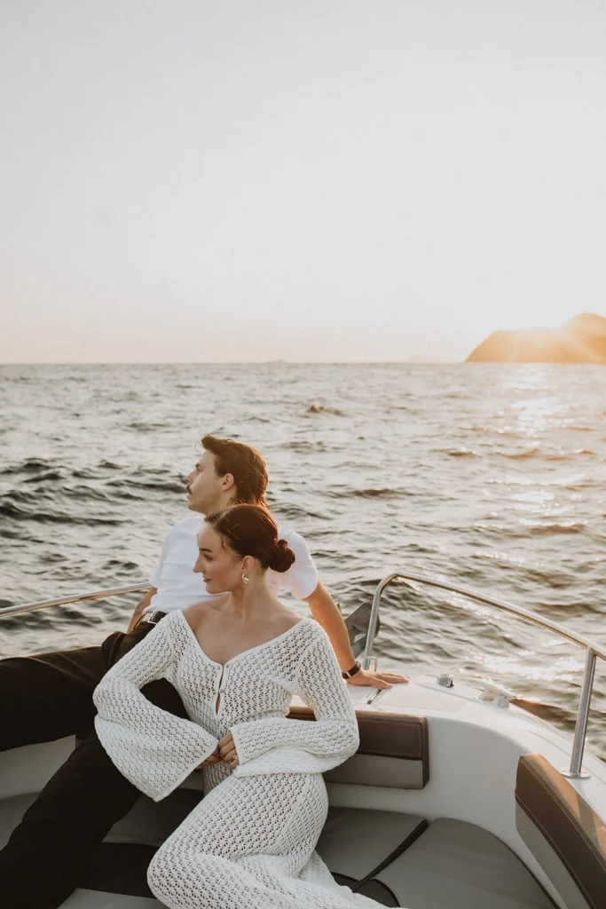 couple on a boat tour in the adriatic sea