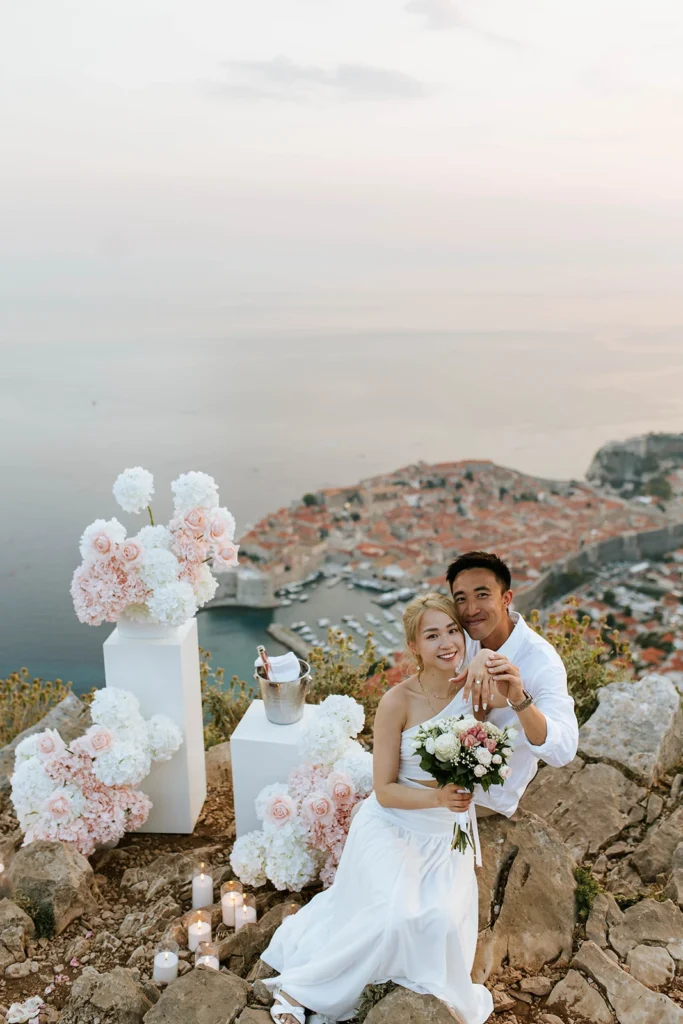 couple proposal in dubrovnik at srdj mountain