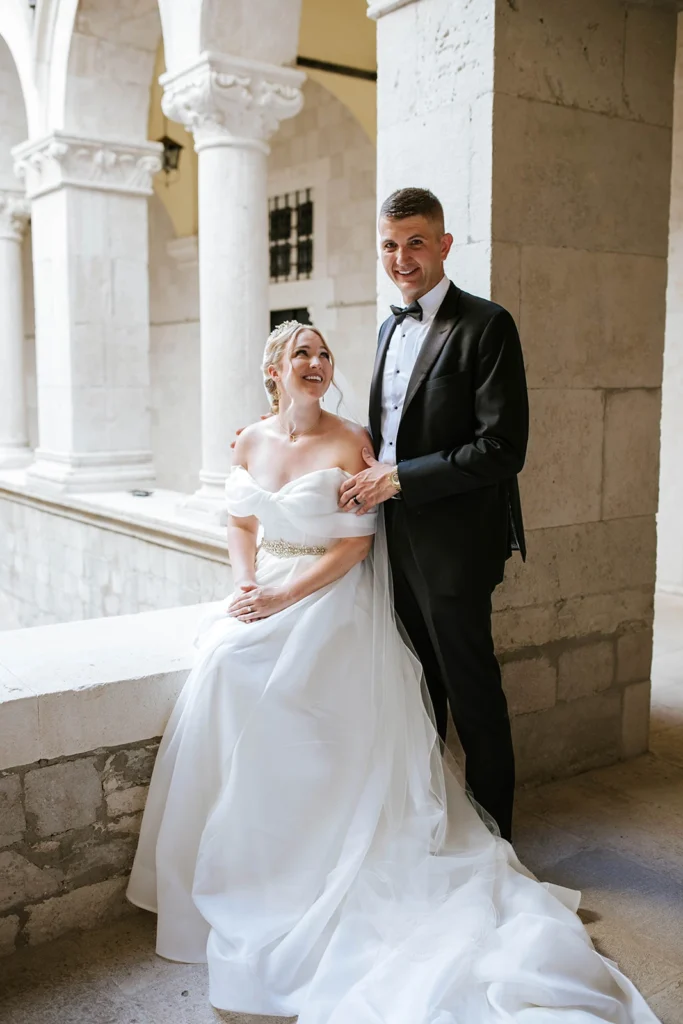 just married couple laughing