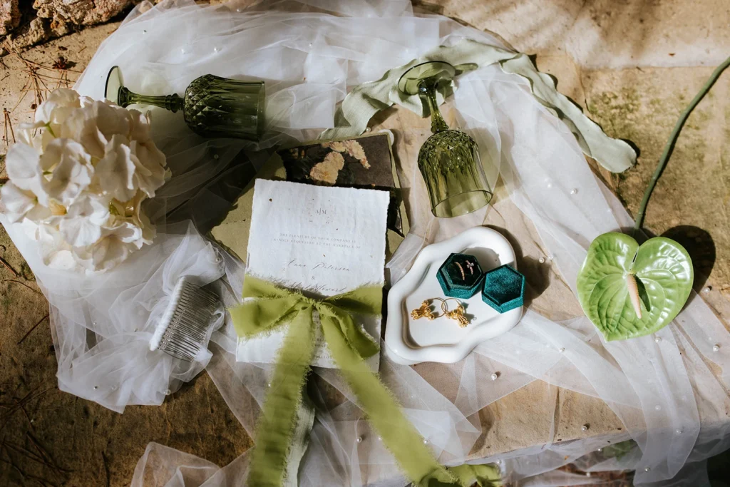 wedding rings and earrings